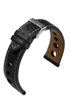 Bracelet montre EULIT - cuir - 22 mm - noir - boucle métal