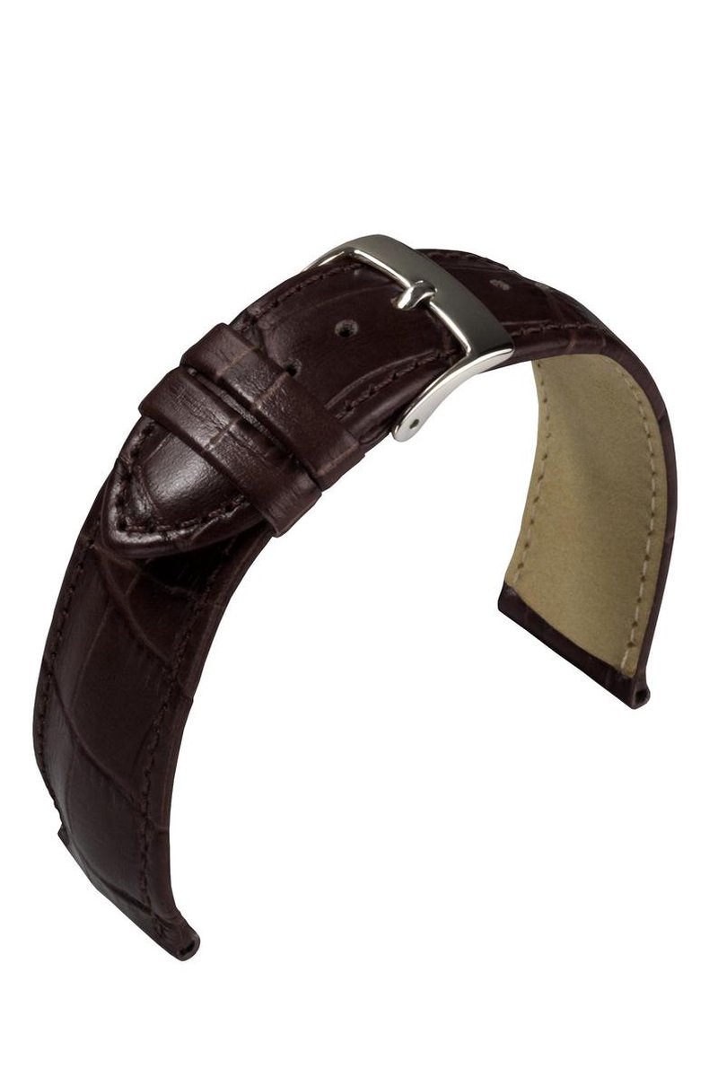 EULIT horlogeband - leer - 20 mm - bruin - metalen gesp