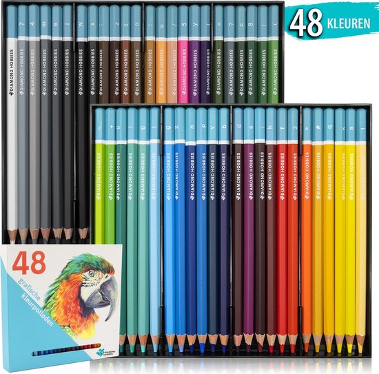 academisch Hij Oprechtheid Kleurpotloden voor Volwassenen van Diamond Hobbies | 48 kleuren | Kleuren  op Nummer |... | bol.com