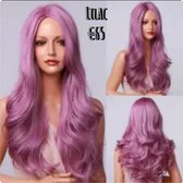 Pruik Wig 100%Monofibrehair net echt haar lichtgewicht lilac