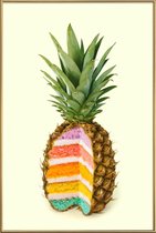 JUNIQE - Poster met kunststof lijst Pineapple Cake -20x30 /Kleurrijk