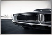 JUNIQE - Poster met kunststof lijst Dodge Charger -40x60 /Wit & Zwart