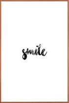 JUNIQE - Poster met kunststof lijst Smile -30x45 /Wit & Zwart