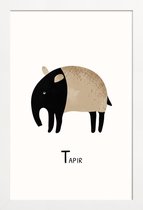 JUNIQE - Poster met houten lijst Tapir -13x18 /Grijs & Ivoor