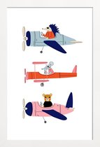 JUNIQE - Poster met houten lijst Aeroplane Race -13x18 /Grijs