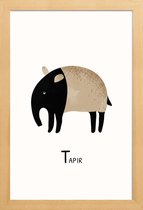 JUNIQE - Poster in houten lijst Tapir -30x45 /Grijs & Ivoor