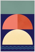 JUNIQE - Poster met kunststof lijst Setting Sun -13x18 /Blauw & Rood