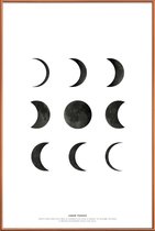 JUNIQE - Poster met kunststof lijst Lunar phases -40x60 /Wit & Zwart