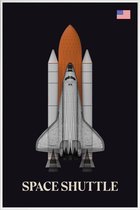 JUNIQE - Poster met kunststof lijst NASA space shuttle raket -13x18