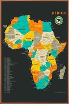 JUNIQE - Poster met kunststof lijst Afrika kleurrijke kaart -40x60