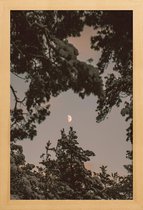 JUNIQE - Poster met houten lijst The Moon -13x18 /Blauw & Grijs
