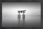 JUNIQE - Poster met houten lijst Torii Study III -13x18 /Grijs & Wit