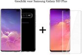 Samsung Galaxy S10 Plus hoesje siliconen case transparant - 1x Samsung Galaxy S10 Plus screenprotector uv