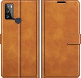 Alcatel 3L (2021) Hoesje - Mobigear - Wallet Serie - Kunstlederen Bookcase - Cognac - Hoesje Geschikt Voor Alcatel 3L (2021)