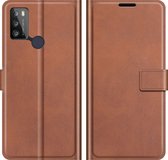 Alcatel 3L (2021) Hoesje - Mobigear - Wallet Serie - Kunstlederen Bookcase - Bruin - Hoesje Geschikt Voor Alcatel 3L (2021)