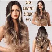 Pruik Wig 100%Monofibrehair net echt haar lichtgewicht Dark Balayage Blonde