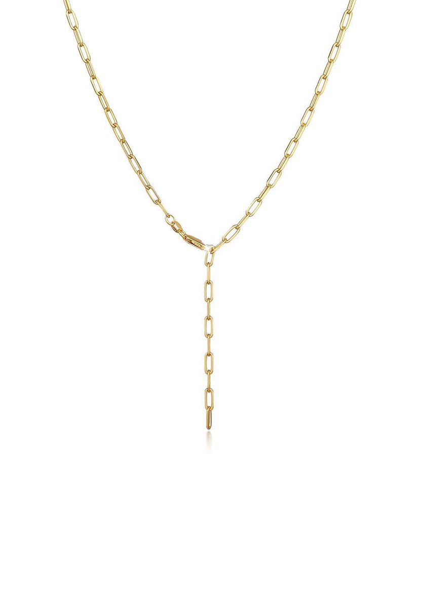 Elli - Halsketting - Dames Y-ketting Schakels Ovaal Grof Tijdeloos in 925 sterling zilver verguld - Dames