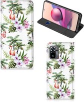 Hoesje met naam Xiaomi Redmi Note 10S | 10 4G | Poco M5s Telefoonhoesje Flamingo Palms