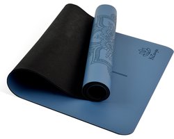 YoZenga Premium yoga mat | sportmat | Fitnessmat | Pro grip | extra breed | natuurlijk rubber | Mandala Flower Blue | Inclusief gratis draagriem