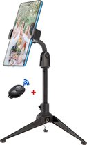 QY Desktop Telefoon Statief bureau standaard met telefoonhouder en Bluetooth Remote Shutter