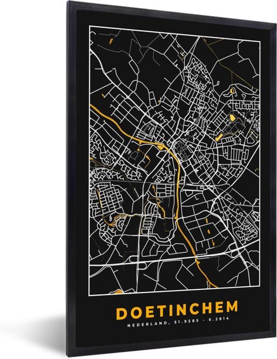 Fotolijst Incl Poster Plattegrond Doetinchem Goud Zwart X Cm Posterlijst Bol Com