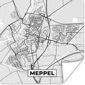 Poster Stadskaart - Meppel - Grijs - Wit - 30x30 cm - Plattegrond