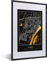 Affiche avec cadre Carte - Tiel - Or - Zwart - 40x60 cm