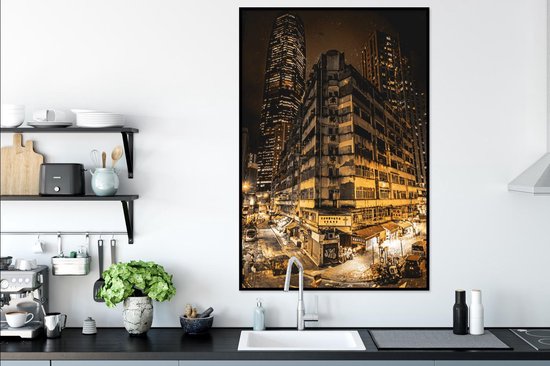 Cadre photo avec affiche - Or - Rues - Villes - 80x120 cm - Cadre pour affiche