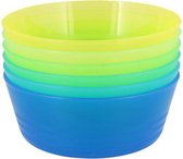 Kinder snack bakjes JENSEN - Schaaltjes - Kommen - Picknicken - Camping - Herbruikbaar - Feest - Geel / Groen / Blauw - Kunststof - Ø12 cm - 6 stuks