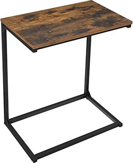- Table d'appoint - Table basse industrielle - Table basse - Table basse bois - Brun rustique - 55 x 35 x 66 cm - Zwart