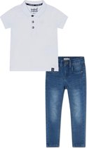Koko Noko BIO Basics Set(2delig) Jeans NOVAN en Polo Wit - Maat 110/116