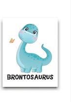 Schilderij  Brontosaurus Dinosaurus - Kinderkamer - Dieren Schilderij - Babykamer / Kinder Schilderij - Babyshower Cadeau - Muurdecoratie - 40x30cm - FramedCity