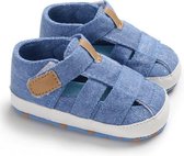 Babysandalen / open schoentjes - babyschoenen - maat 18 - canvas - verkrijgbaar in 4 kleuren - antislip zachte zool - 0 tot 6 maanden - leuk kraamcadeau - blauw