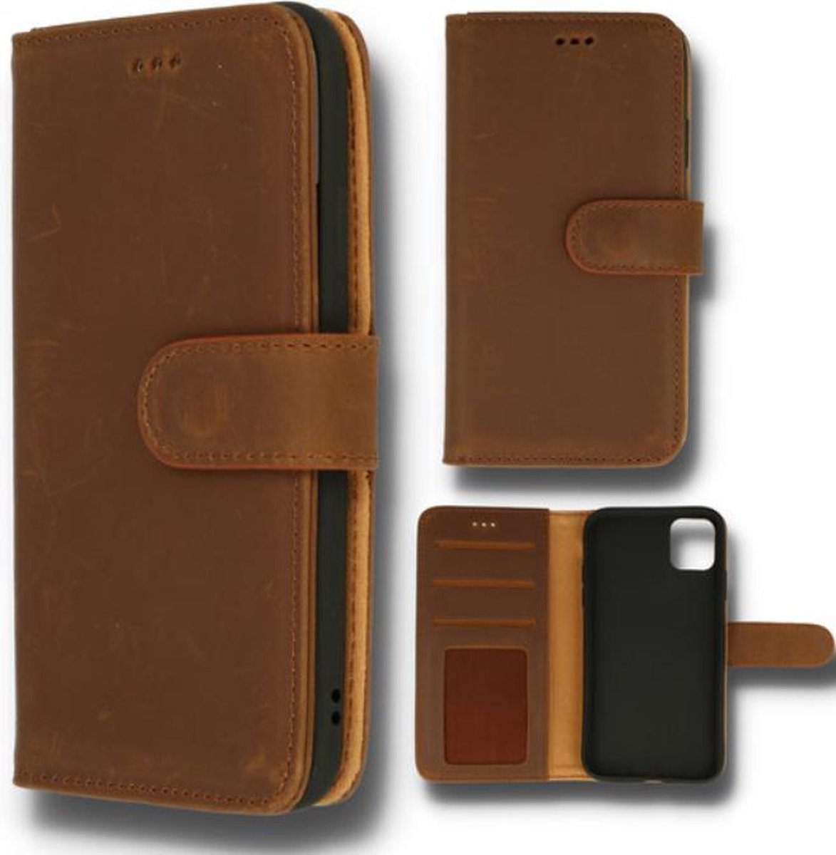 TF Cases | Apple iPhone 12/12 Pro | Bookcase | Genuine Leather | Licht Bruin | High Quality