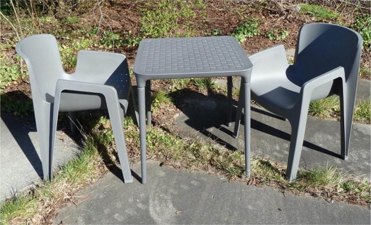 Qlt 3-delige Bistroset Opvouwbaar – Stalen Balkonset 2 Personen - Zwart