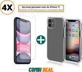 iphone 11 anti schok hoes | iPhone 11 TPU case | iPhone 11 schokbestendige hoes + 4x iPhone 11 glazen screenprotector