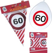 3BMT 60 jaar Verjaardag Versiering - Pakket - Slinger, Ballonnen en Afzetlint