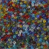 Rocaille-mix, afm 6/0 , d: 4 mm, transparentkleuren, 130gr, gatgrootte 0,9-1,2 mm