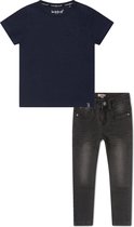 Koko Noko BIO Basics Set(2delig) Jeans NOX BLACK en Shirt Navy - Maat 98/104