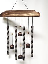 Windgong  windorgel  bruin met bellen en 4 reflecterende pijpen