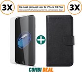 Fooniq Boek Hoesje Zwart 3x + Screenprotector 3x - Geschikt Voor Apple iPhone 7/8 Plus