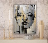 Olieverf schilderij vrouw gedrukt op RVS 60x80cm - Wanddecoratie - geborsteld RVS - Unieke decoratie voor uw wand - goedkoop en snel