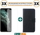 Fooniq Boek Hoesje Zwart 3x + Screenprotector 3x - Geschikt Voor Apple iPhone 11 Pro Max