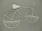 mand - Bloemenhanger fiets wit ijzer rustiek -  - 53 cm hoog
