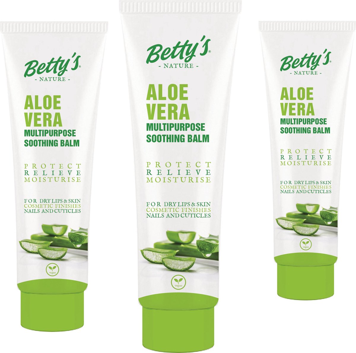 2 stuks Betty's Nature Multipurpose soothing balm; Aloe Vera - voor droge lippen, nagels en huid