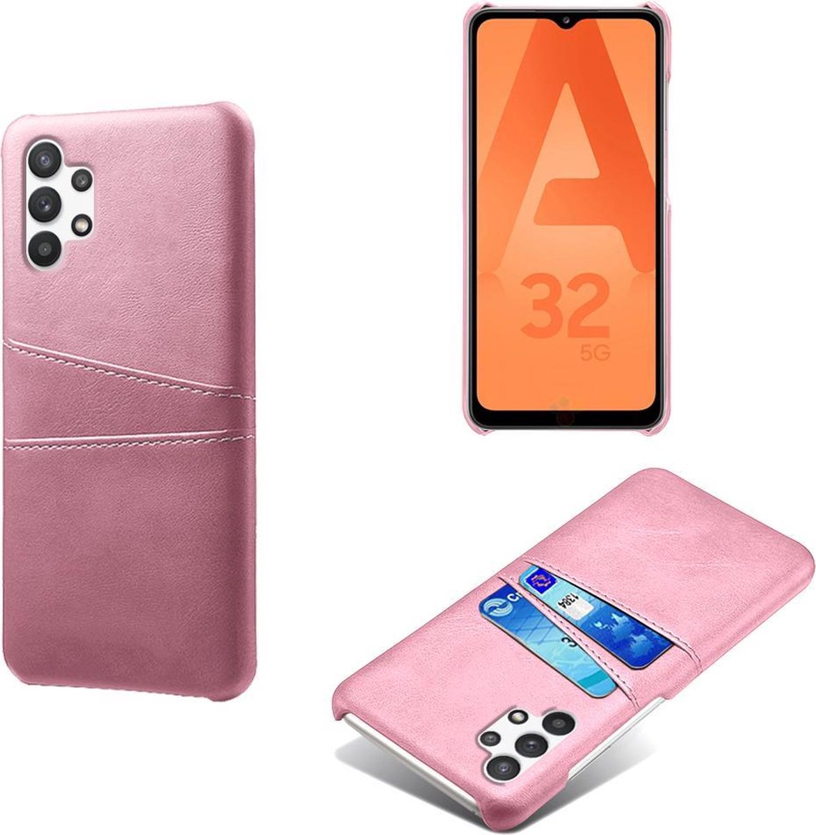 Backcover met Opbergvakjes + PMMA Screenprotector voor Samsung Galaxy A32 5G _ Roze Goud