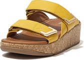 FitFlop™ Remi Adjustable Slides Leather Sunshine Yellow - Maat 36