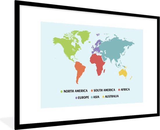 Wereldkaart Kinderen - Trendy - Kleuren - Schoolplaat - Kinderkamer - 120x80 cm