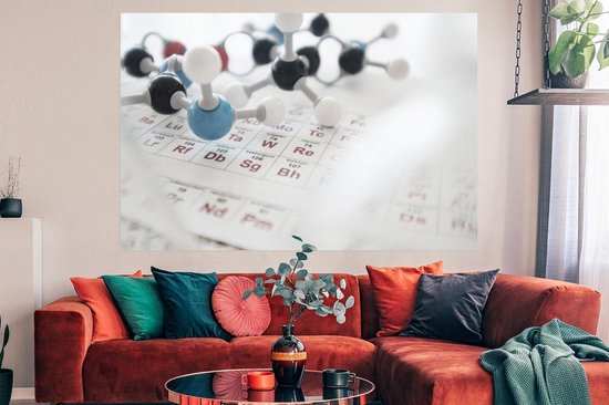 Poster Structure moléculaire et tableau périodique 180x120 cm - Tirage photo sur Poster (décoration murale salon / chambre) XXL / Groot format!