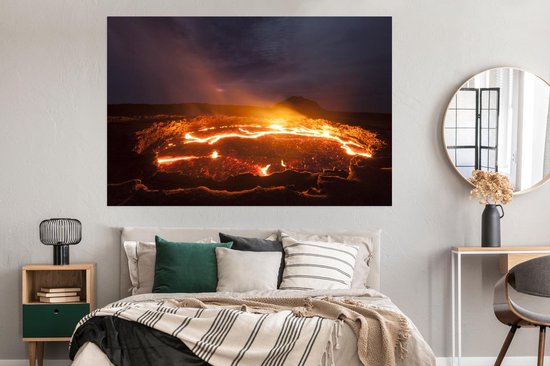 Poster Lac de lave après une éruption volcanique en Ethiopie 180x120 cm - Tirage photo sur Poster (décoration murale salon / chambre) / Poster Catastrophes naturelles XXL / Groot format!